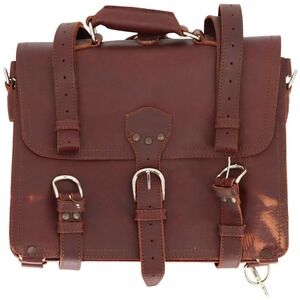 Saddleback Leather Co Classic Briefcase Messenger Bag Chestnut Brown Leather